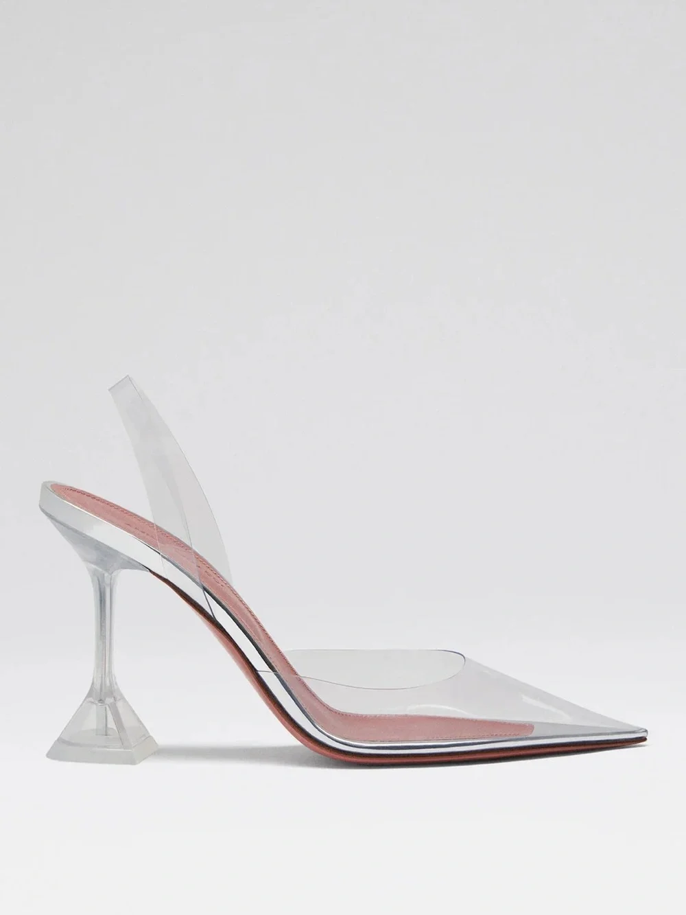 Size 40 Amina Muaddi Holli Glass Sling 95 Transparent PVC Heels
